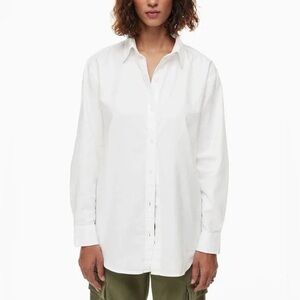 Artizia Babaton White Collared Button 100% cotton Shirt with Label Detail ( XL)